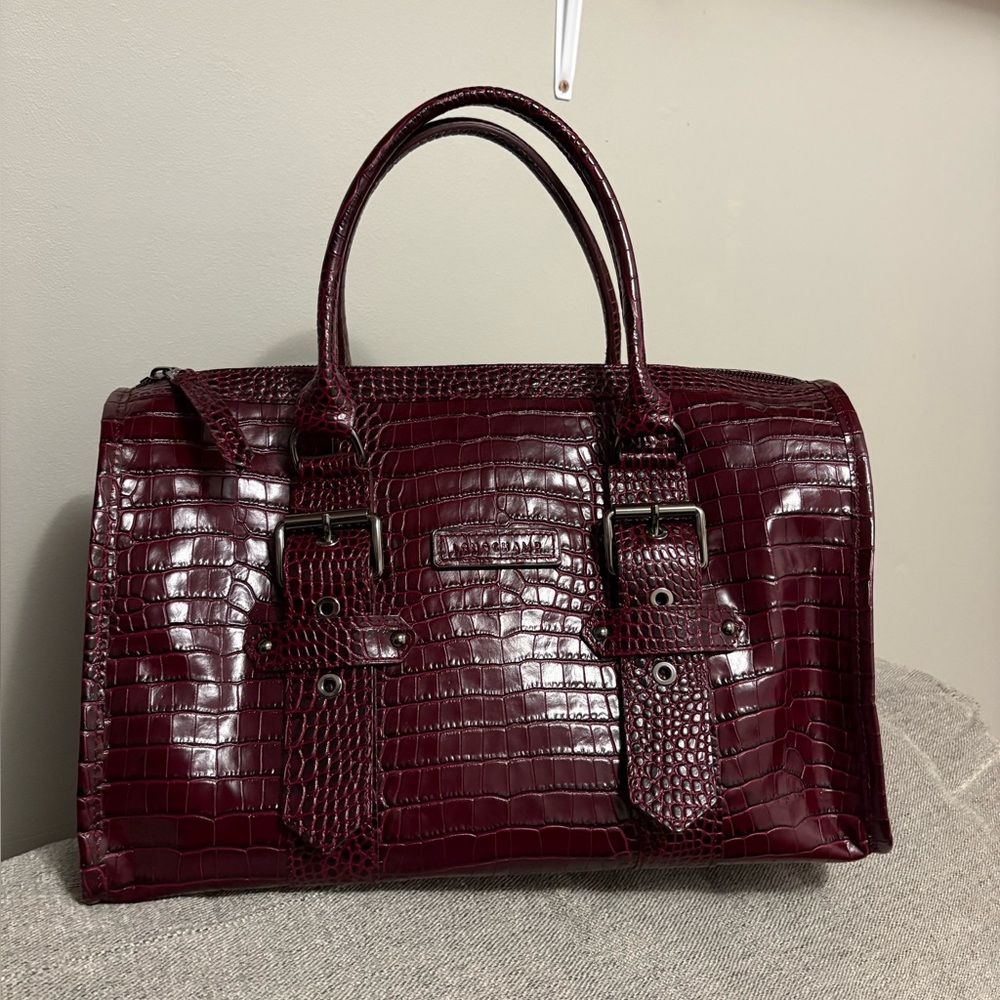 Longchamp X Kate Moss Gloucester Satchel NWOT croc embossed Wine